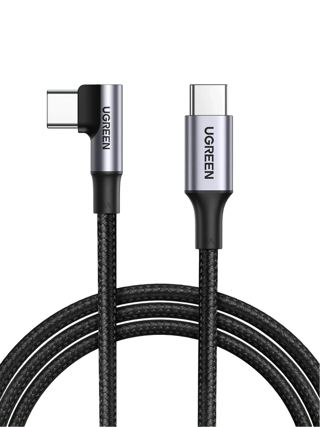 UGREEN 1M USB-C to USB-C Angled Cable 100W Fast Charging 5A PD Nylon Braided MacBook Pro iPad Pro Galaxy S21 70643 Ugreen