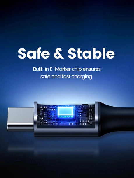 UGREEN 1M USB-C to USB-C Angled Cable 100W Fast Charging 5A PD Nylon Braided MacBook Pro iPad Pro Galaxy S21 70643 Ugreen