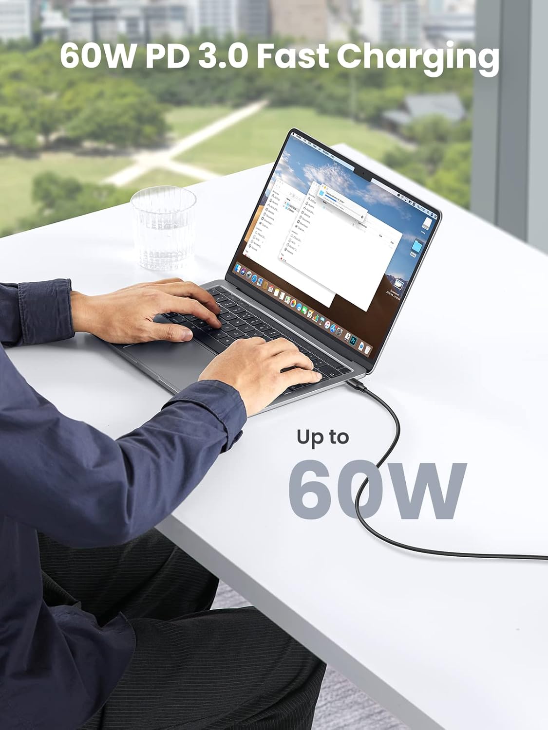 UGREEN USB C 2.0 Cable 2M 60W Male to Male Power Delivery 2.0 QC 2.0/3.0 Fast Charging Type-C Data Transfer Cable (10306) Ugreen