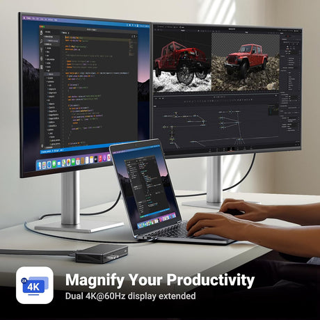 UGREEN 9-in-1 USB-C Adapter Dual Monitor 2 HDMI 2 DisplayPort 4K 60Hz 100W PD Ethernet USB 3.2 Docking Station 90912 Ugreen