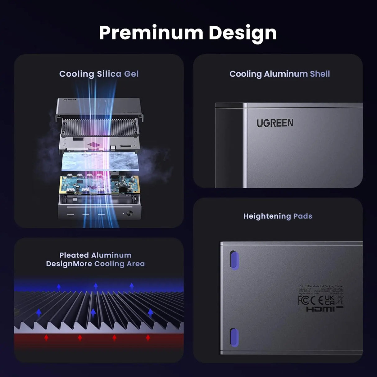 UGREEN Revodok Max 208 Thunderbolt 4 Dock 8-in-1 40Gbps 3x TB4 Dual 4K 60Hz 8K 85W Charging Ethernet 3x USB A MacBook (25053) Ugreen
