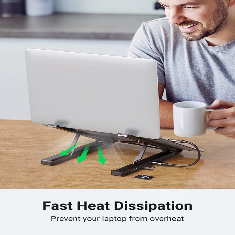UGREEN USB C Laptop Docking Station 4 Level Adjustable Foldable Portable Desktop Stand Ergonomic Laptop Riser (80551) Ugreen