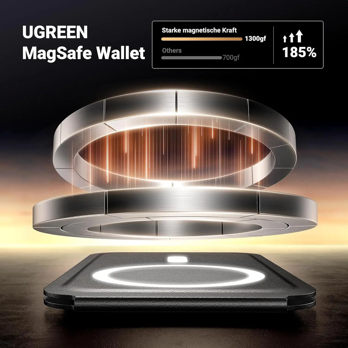 UGREEN Magnetic Phone Card Holder Leather Wallet Stand iPhone 15 14 13 12 Series Minimalist Not Mini Compatible Black (45165) Ugreen