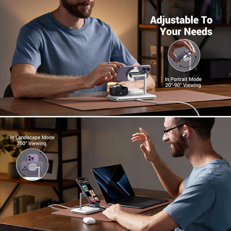 UGREEN 3-in-1 MagSafe Wireless Charging Station 25W Fast Magnetic Charger iPhone 15/14/13/12 AirPods Apple Watch Foldable White 90326 Ugreen