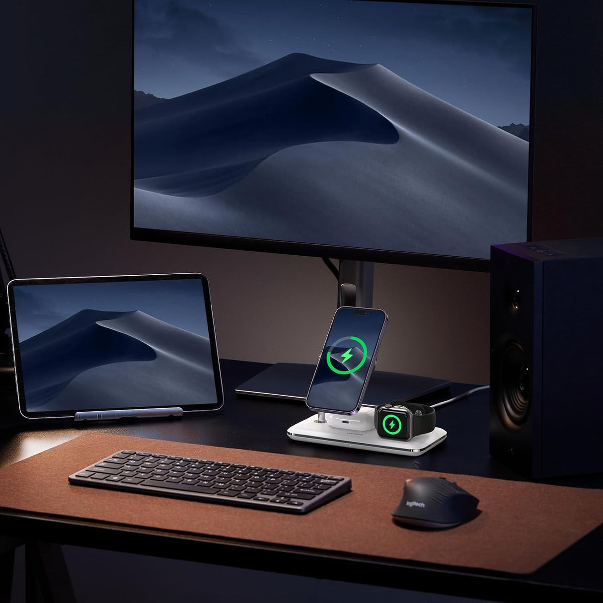 UGREEN 3-in-1 MagSafe Wireless Charging Station 25W Fast Magnetic Charger iPhone 15/14/13/12 AirPods Apple Watch Foldable White 90326 Ugreen