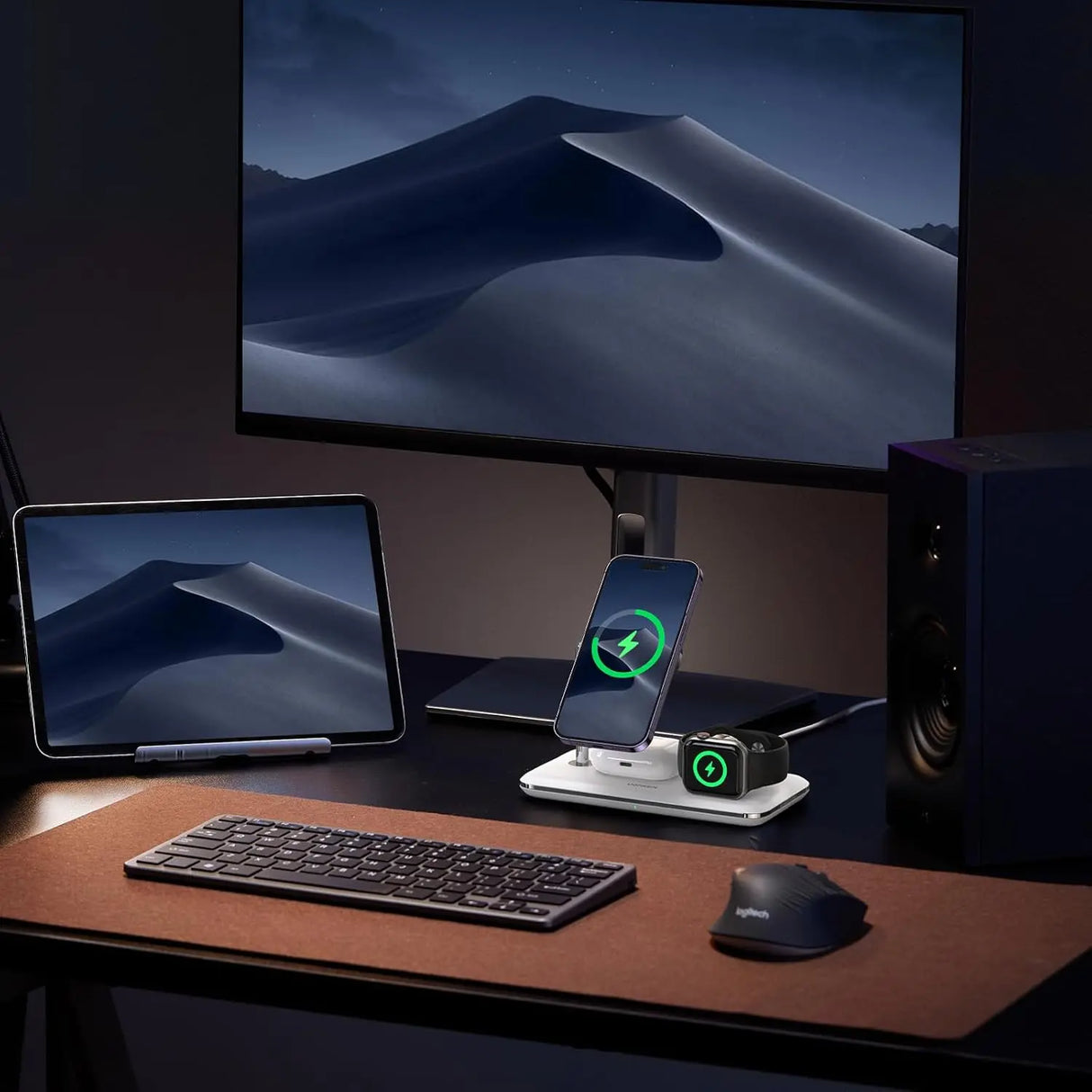 UGREEN 3-in-1 MagSafe Wireless Charging Station 25W Fast Magnetic Charger iPhone 15/14/13/12 AirPods Apple Watch Foldable White 90326 Ugreen