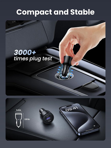 UGREEN 69W USB-C Car Charger 3-Port Fast Charging PD 45W 20W QC 18W iPhone 13 12 11 iPad MacBook Galaxy Pixel 20467 Ugreen