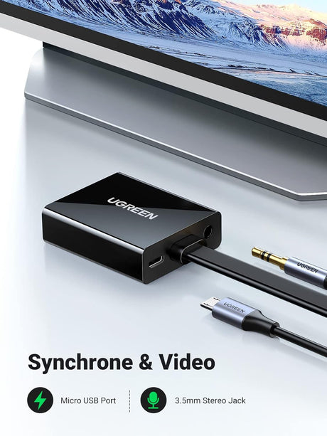 UGREEN Active HDMI to VGA Adapter Audio HDMI Male VGA Female Converter 3.5mm Audio Jack Laptop PC Monitor Projector (40248) Ugreen