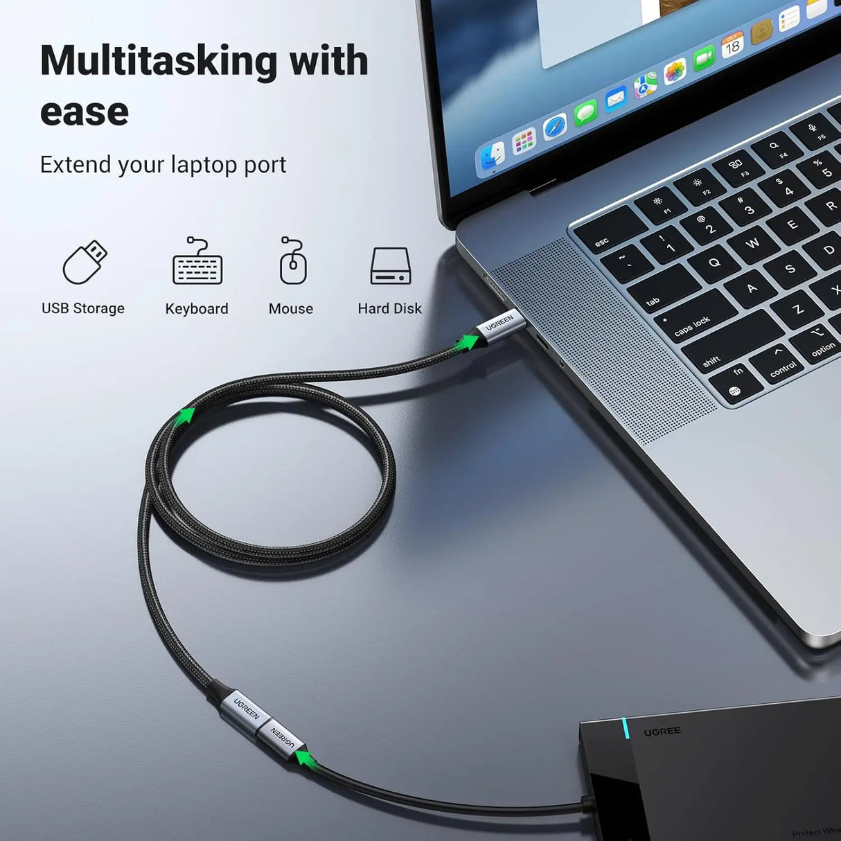 UGREEN USB C Extension Cable 1M 3.3ft USB C 3.2 Nylon Braided Type-C Male Female 100W 10Gbps Steam Deck MacBook (30205) Ugreen