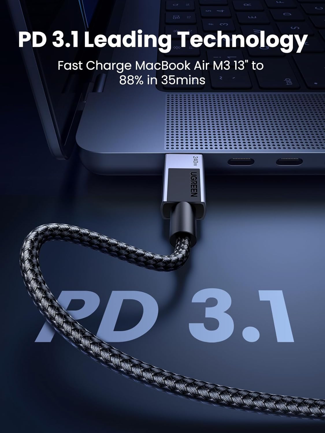 UGREEN USB C Cable 1M 240W Fast Charging Power Delivery 480Mbps iPhone 16 Pro MacBook iPad Dell XPS Galaxy S24 Switch (45067) Ugreen