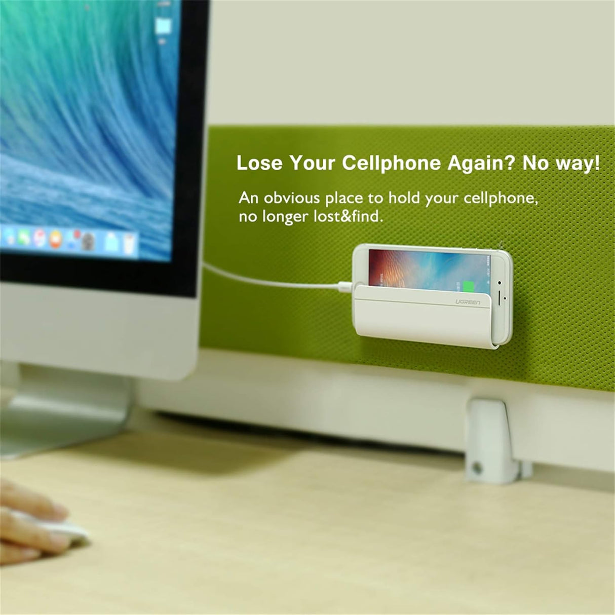 UGREEN Wall Mount Phone Holder – White | Adhesive Wall Charging Dock(30394)