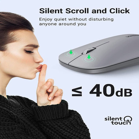 UGREEN 2.4G Silent Wireless Optical Mouse USB Receiver 4000 DPI PC Laptop Computer Chromebook MacBook Grey Ergonomic (90373) Ugreen