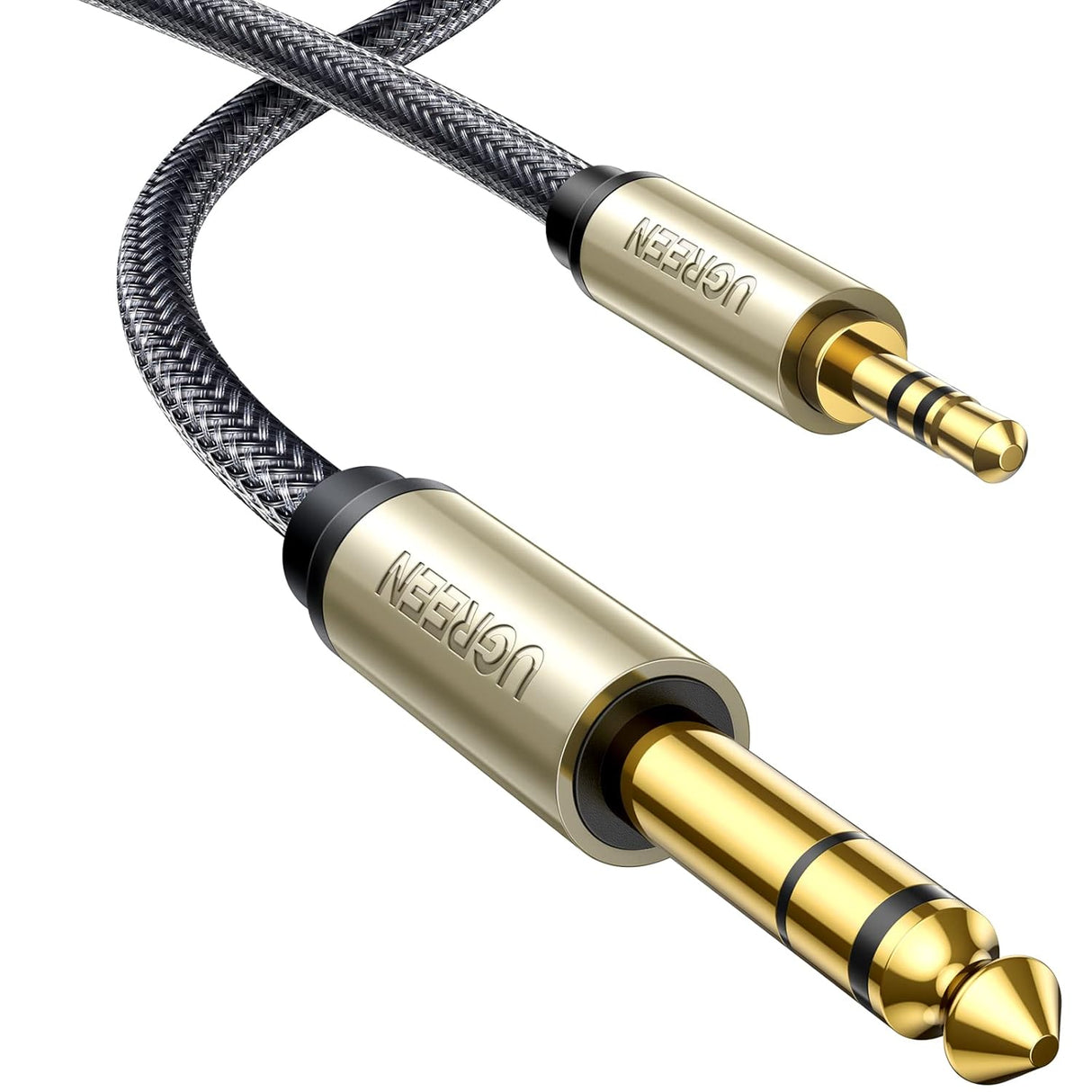 UGREEN 3.5mm to 6.35mm Audio Cable 1M Male TRS Instrument Cable 24K Gold Plated Professional Audio Equipment 10625 Ugreen