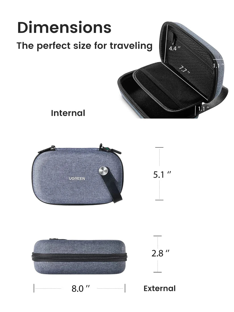 UGREEN Universal Electronic Accessories Travel Case | Cable Organizer, Portable Carrying Pouch (50903)