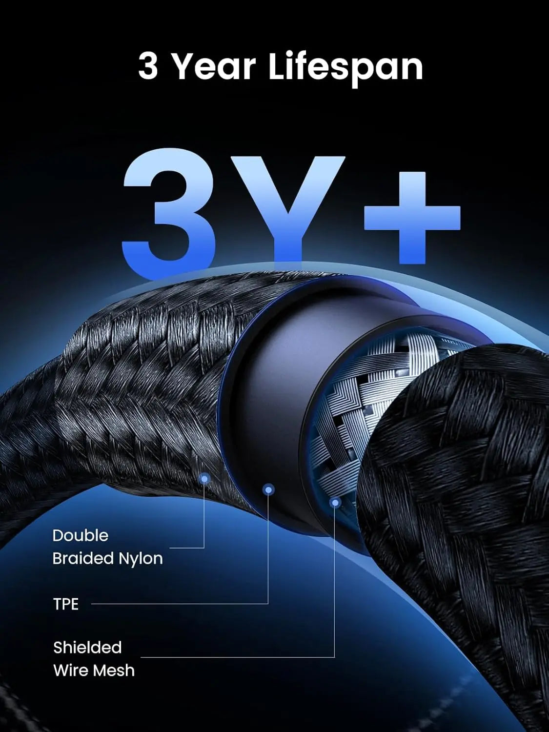 UGREEN 80150 braided USB-C cable 3-year-plus lifespan