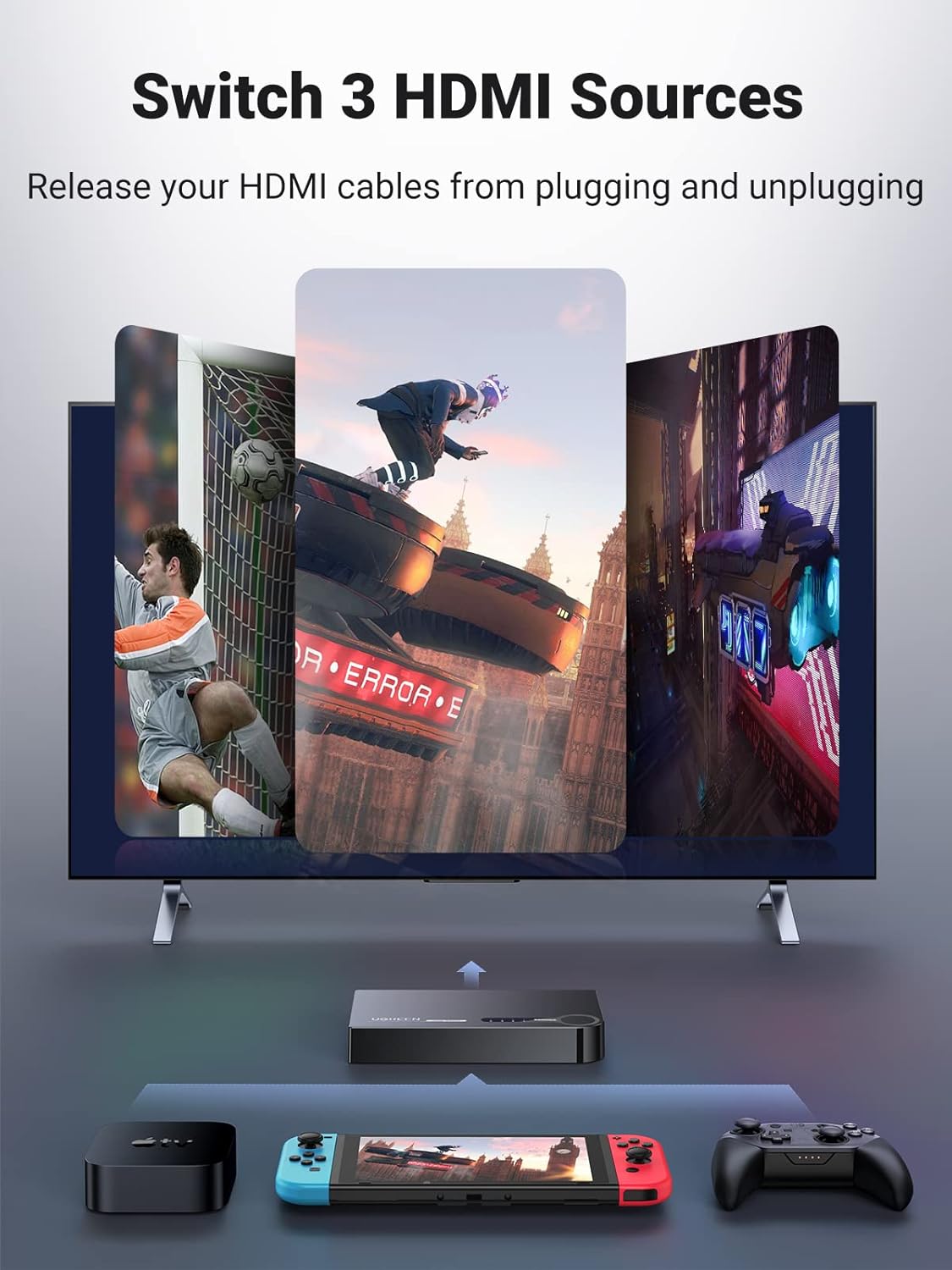 UGREEN 3x1 HDMI Switch 3 In 1 Out IR Wireless Remote 1080P 3D HDMI Switcher Laptop PS3 Xbox360 HD-DVD Gaming Console Switch 40234 Ugreen