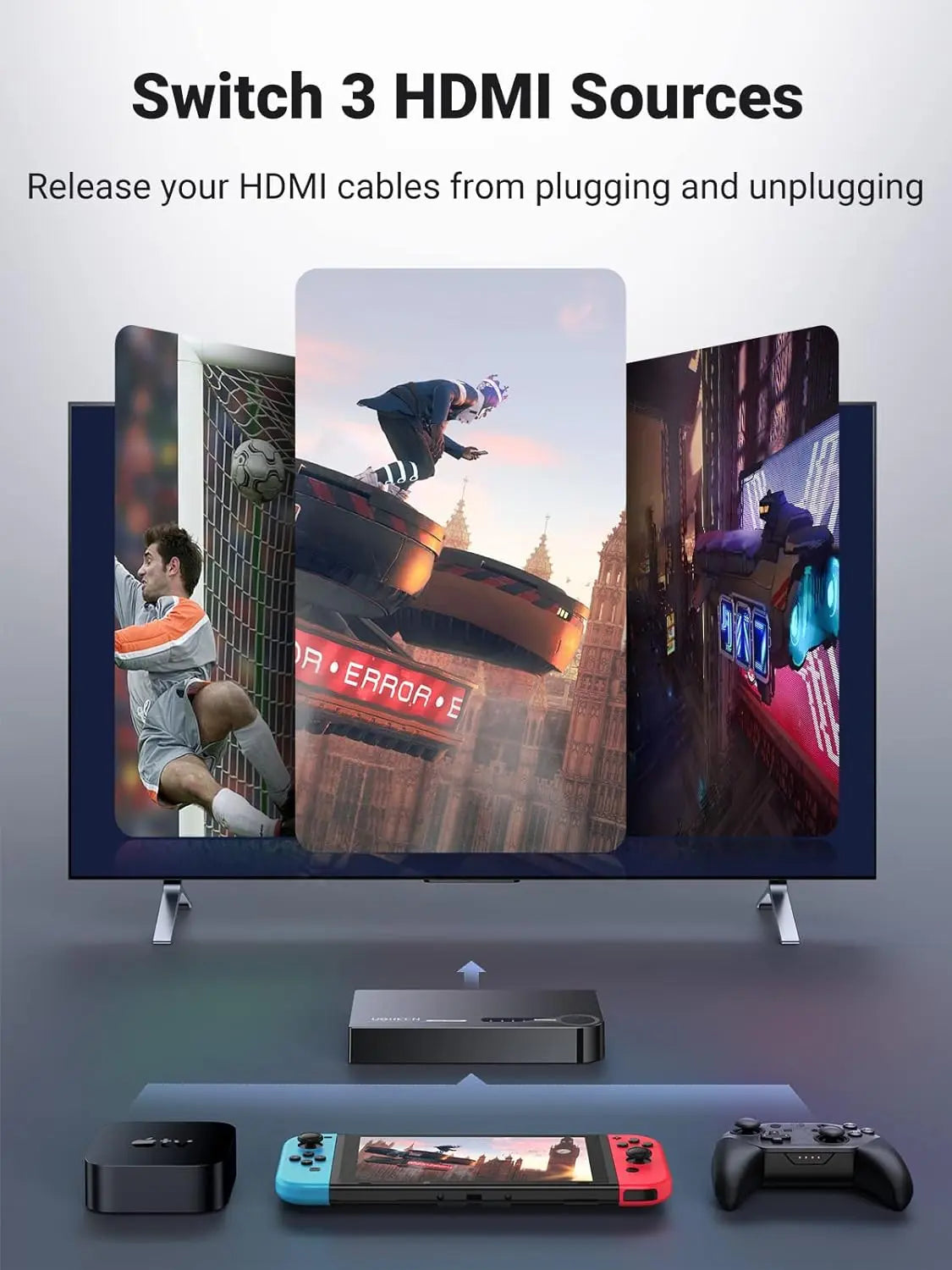 UGREEN 3x1 HDMI Switch 3 In 1 Out IR Wireless Remote 1080P 3D HDMI Switcher Laptop PS3 Xbox360 HD-DVD Gaming Console Switch 40234 Ugreen