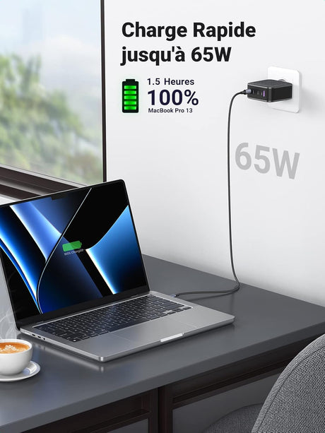 UGREEN 65W 4-Port 3C1A GaN Charger MacBook Pro Air iPad iPhone 12 Pro 11 Galaxy S20 S10 Pixel Nintendo Switch PC (70774) Ugreen