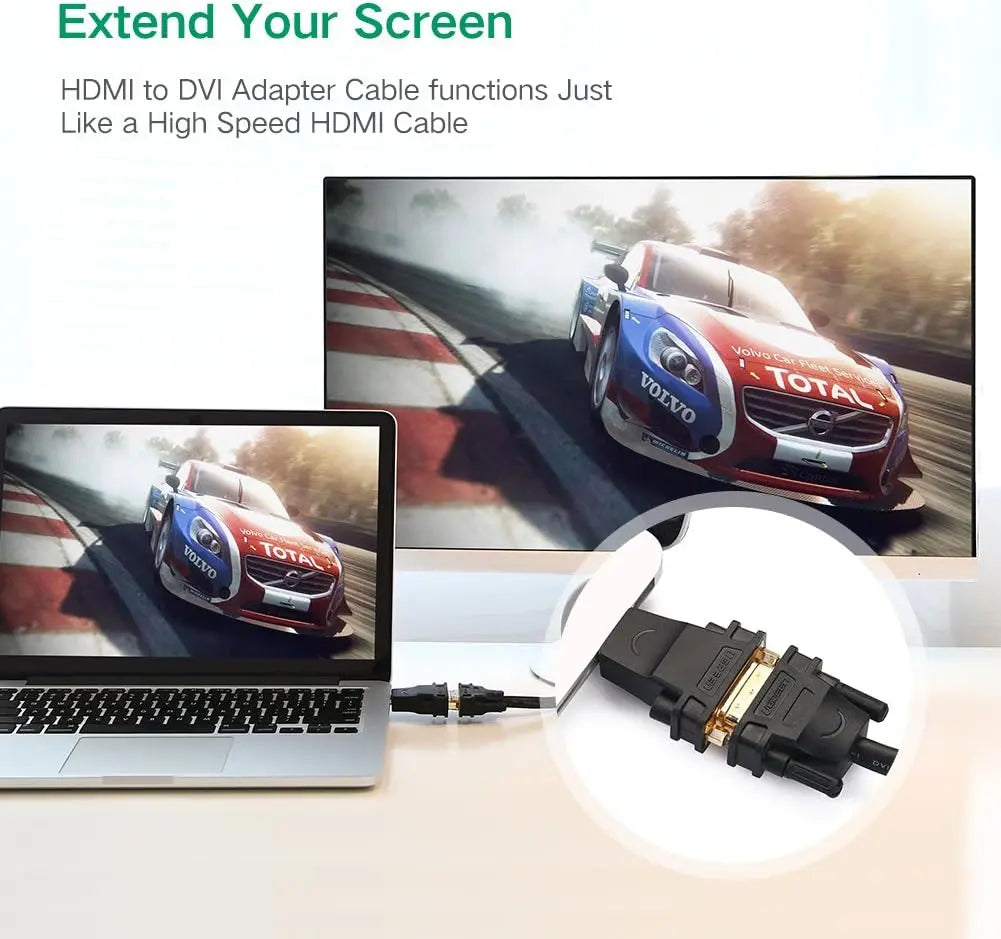 UGREEN HDMI to DVI Adapter HDMI Male to DVI-I 24+5 Female Bi-Directional Video Converter Laptop PC Monitor Graphics (20123) Ugreen