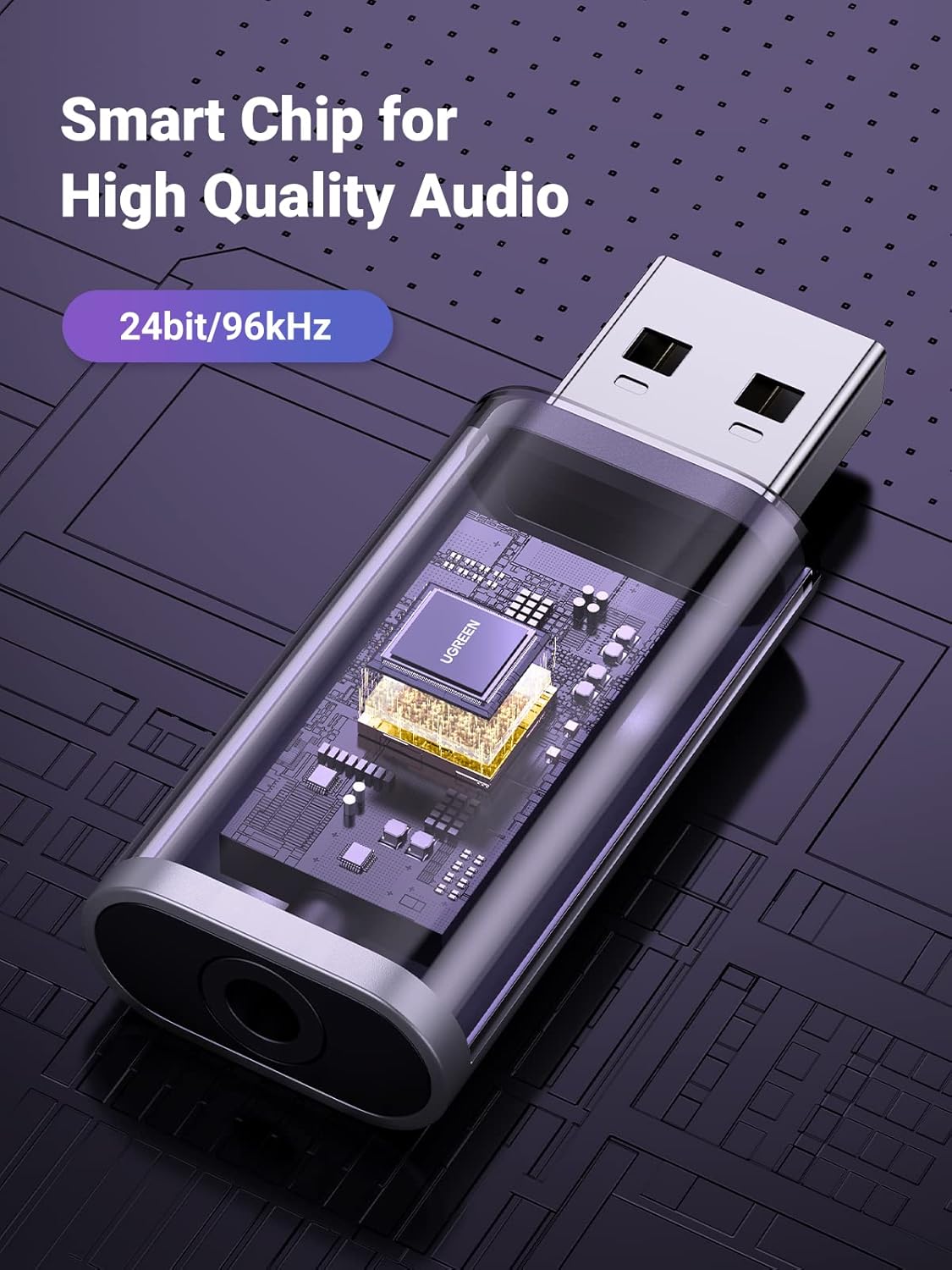 UGREEN 2-in-1 USB External Sound Card Audio Adapter USB to 3.5mm Headphone Mic Jack Converter PC Laptop PS5 PS4 Mac (80864) Ugreen