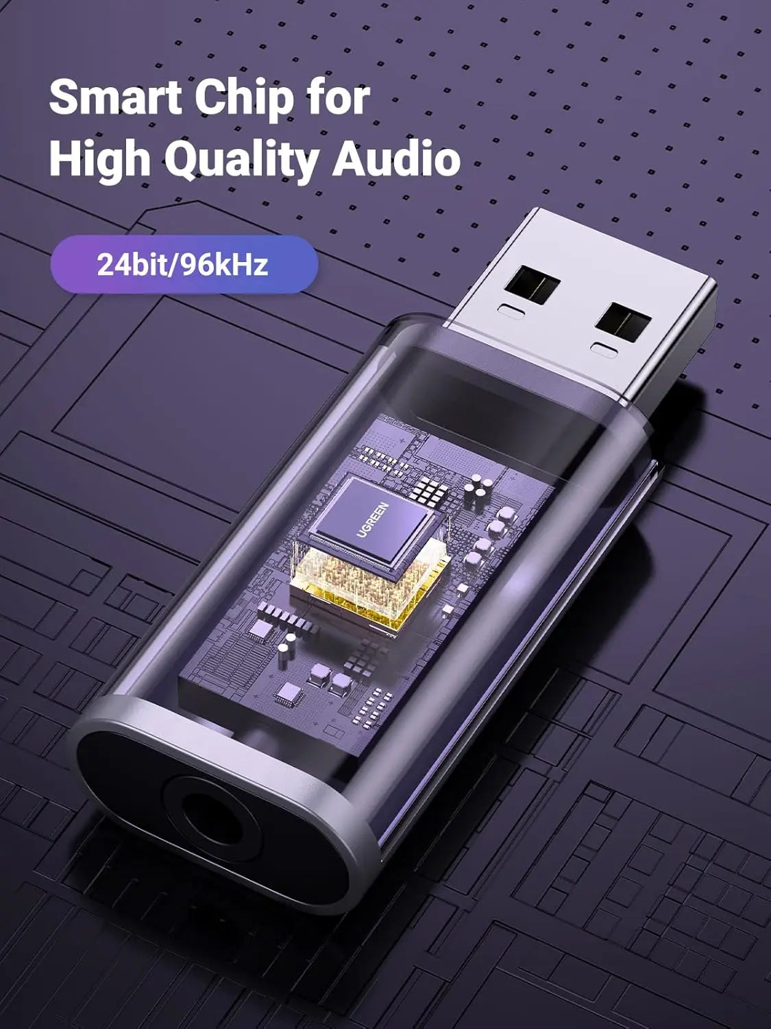 UGREEN 2-in-1 USB External Sound Card Audio Adapter USB to 3.5mm Headphone Mic Jack Converter PC Laptop PS5 PS4 Mac (80864) Ugreen