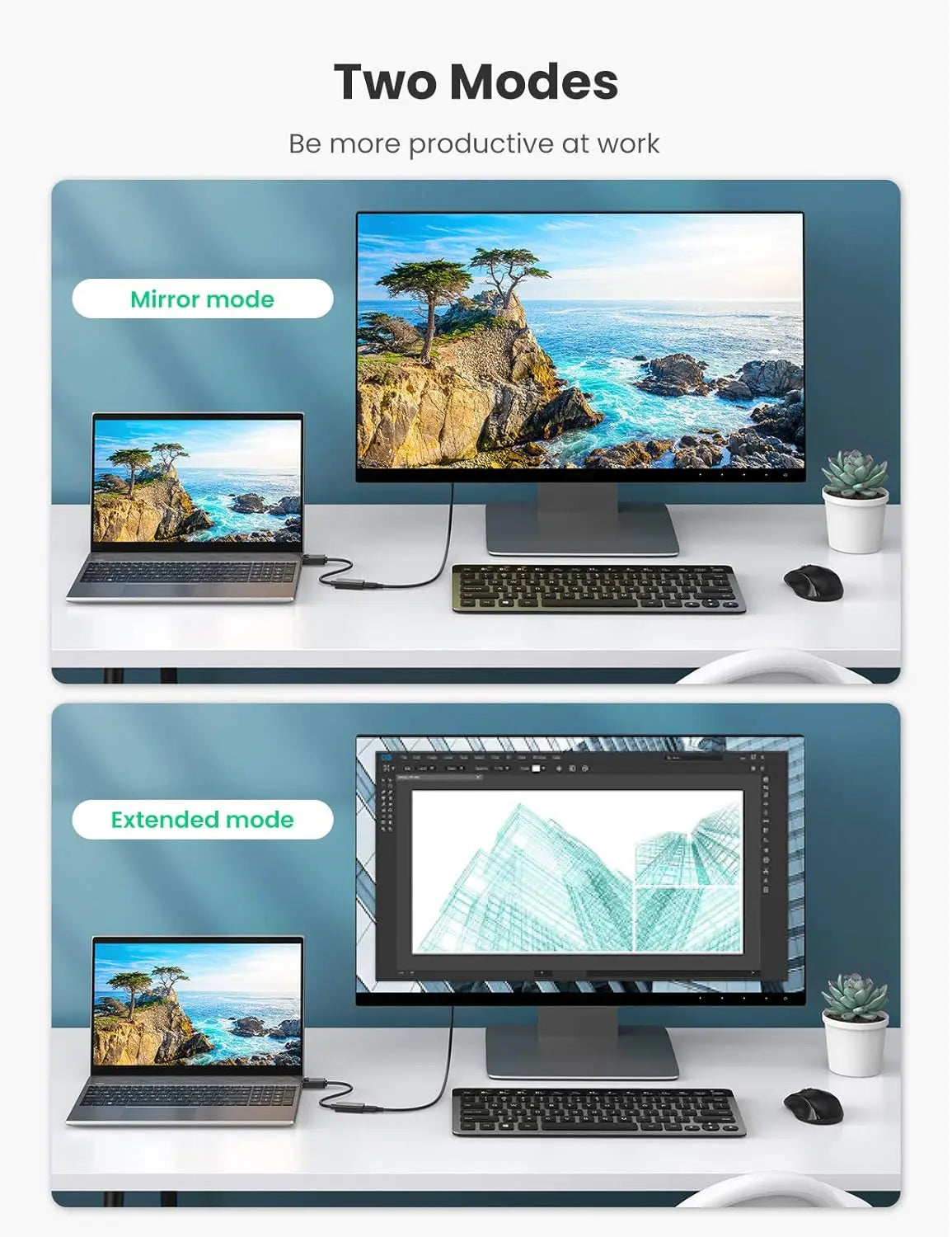 UGREEN 25cm DisplayPort to HDMI Converter Cable 4K 60Hz Video Adapter Computer Monitor Projector HDTV Display 70694 Ugreen