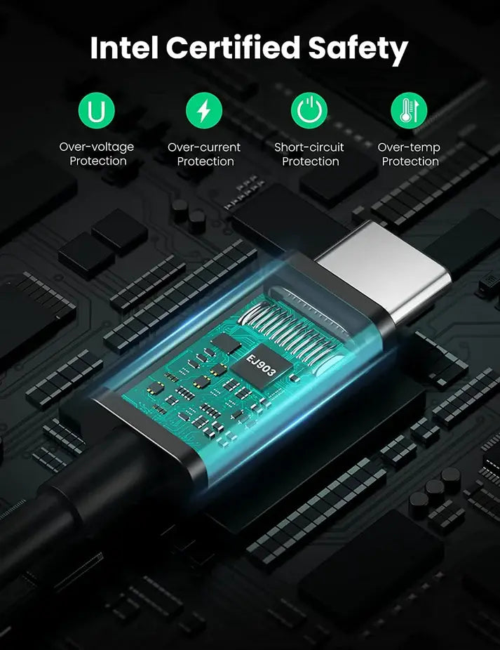 UGREEN Thunderbolt 4 USB-C to USB-C Cable 0.8M 2.6ft 100W Fast Charging 8K Video Type-C Data Transfer Cable Black (30389)