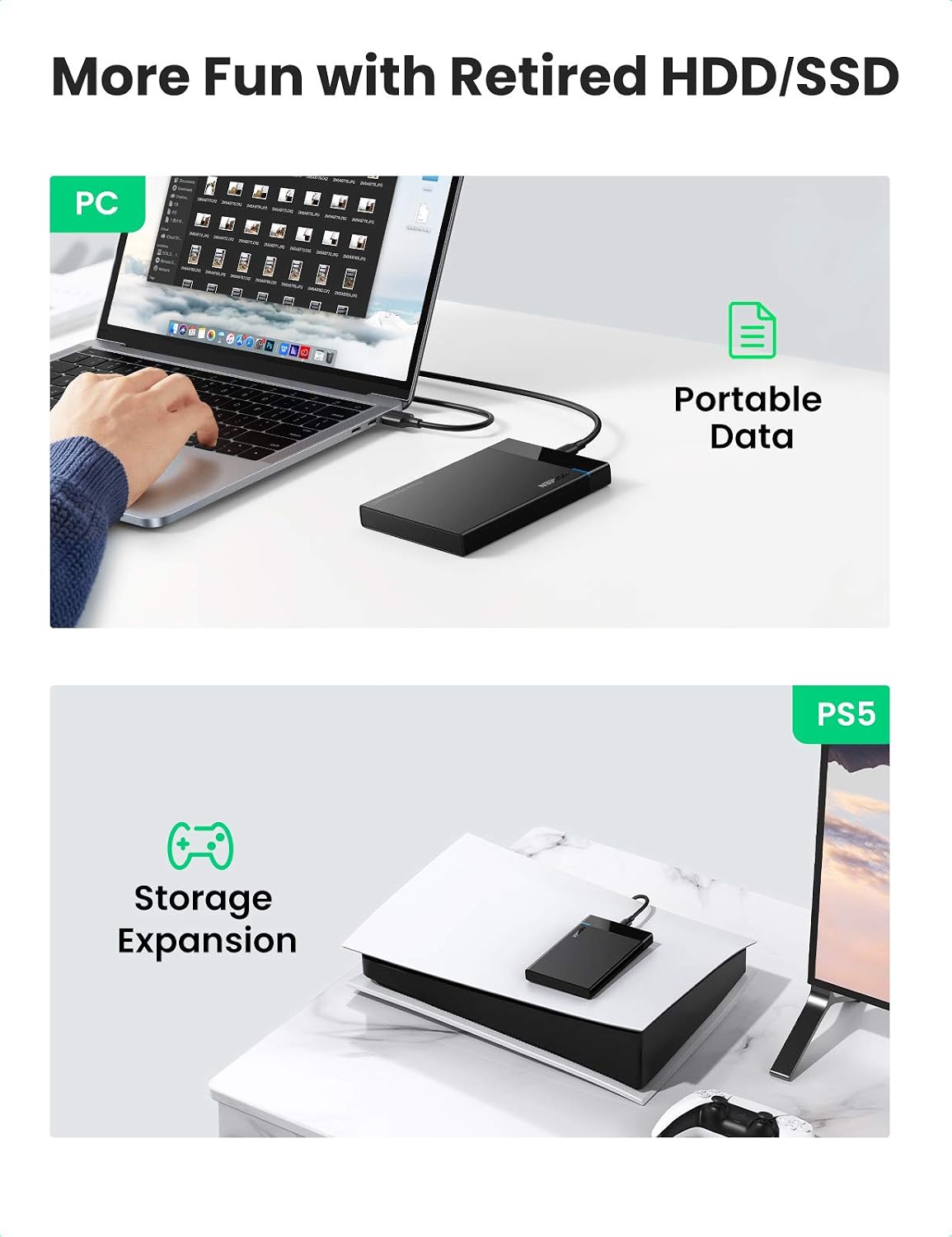 UGREEN 2.5 Inch SATA Hard Drive Enclosure, USB-C - image 9