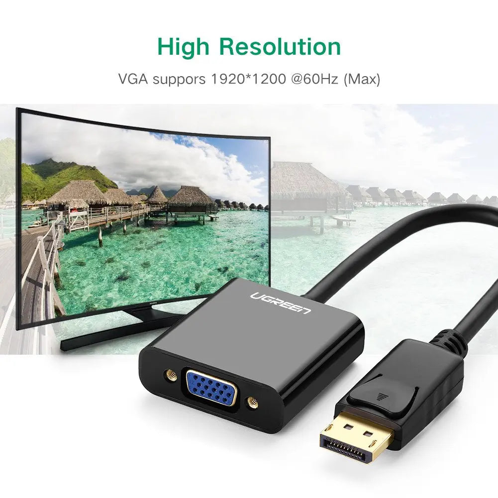 UGREEN DisplayPort to VGA Adapter DP Male to VGA Female Converter 1080P 60Hz Durable ABS Case Monitor Projector HDTV (20415) Ugreen
