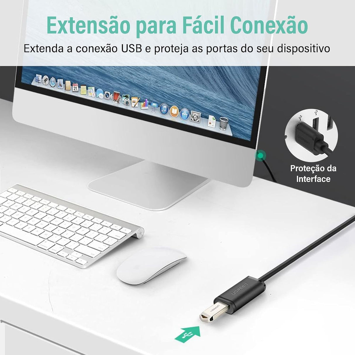 UGREEN USB 2.0 Active Extension Cable 20M Built-in Signal Booster Repeater A Male to Female Webcam Printer (10324) Ugreen