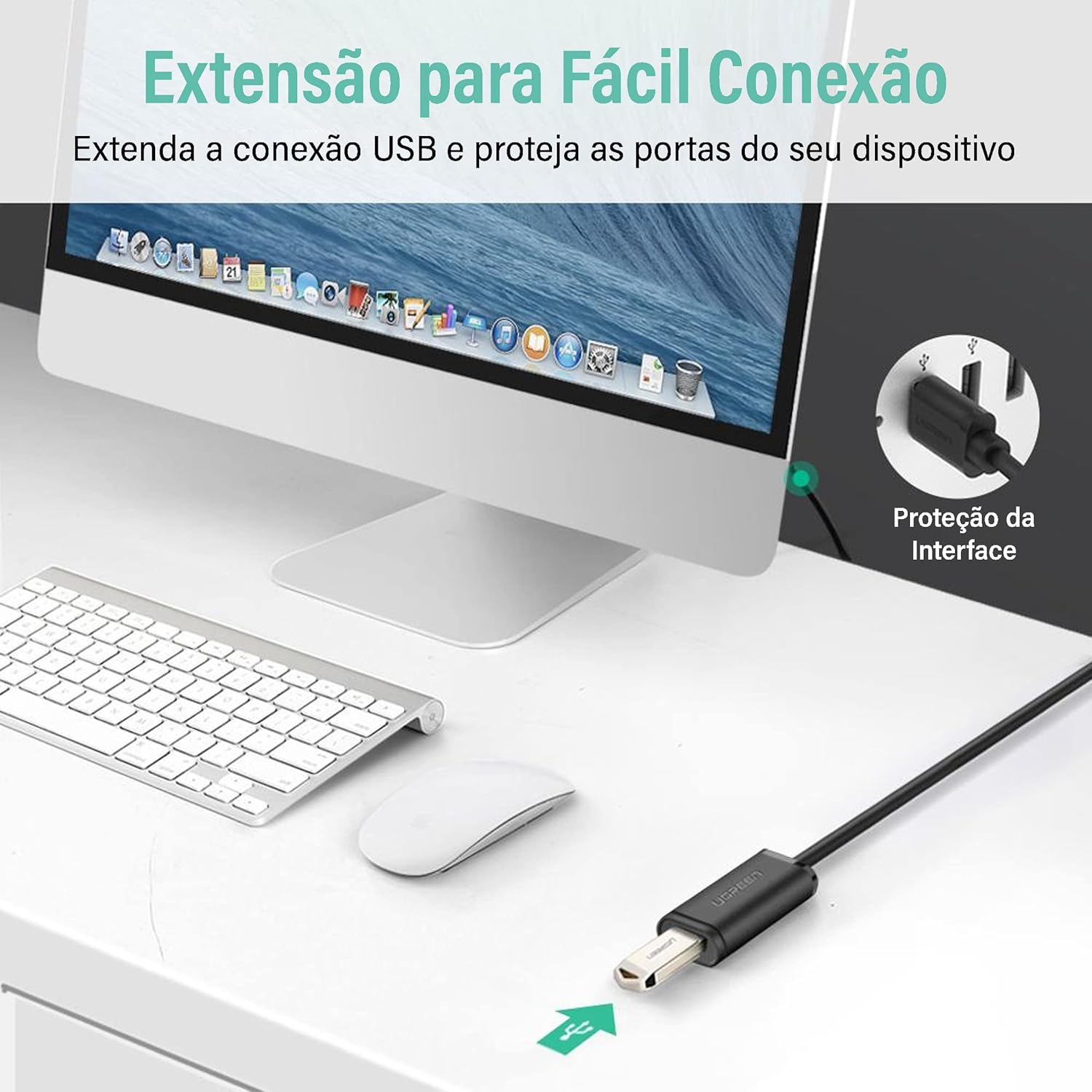 UGREEN USB 2.0 Active Extension Cable 20M Built-in Signal Booster Repeater A Male to Female Webcam Printer (10324) Ugreen