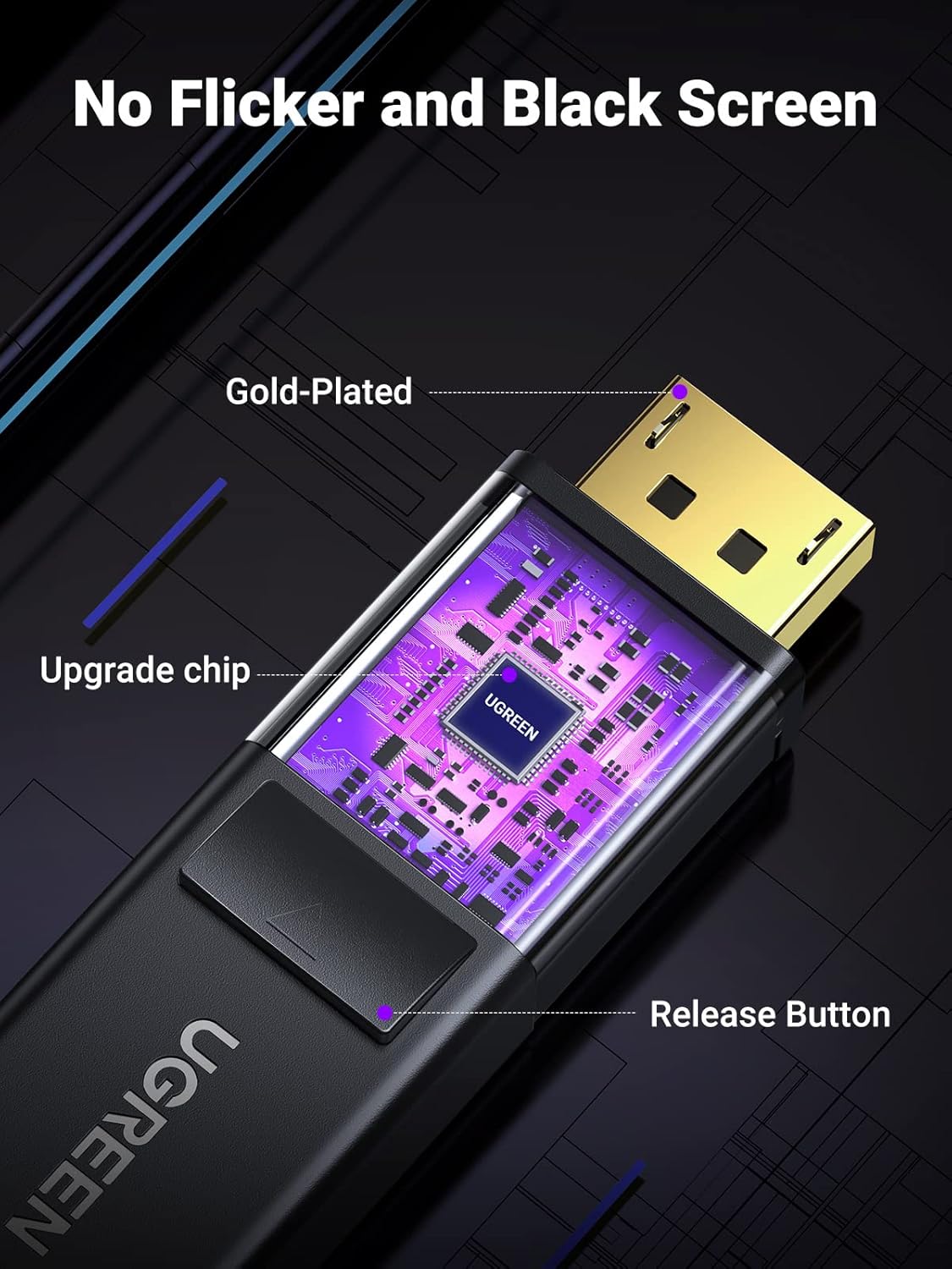 UGREEN 2M DisplayPort to HDMI Cable 4K UHD Male to Male Video Display Cable HDTV Monitor Projector Computer 10202 Ugreen