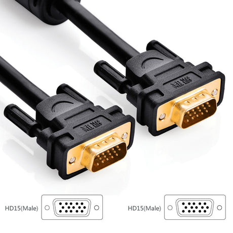 UGREEN 2M VGA Male to Male Cable SVGA HD15 Gold Plated Ferrite Cores Monitor Cable Projector HDTV Display Video 11646 Ugreen