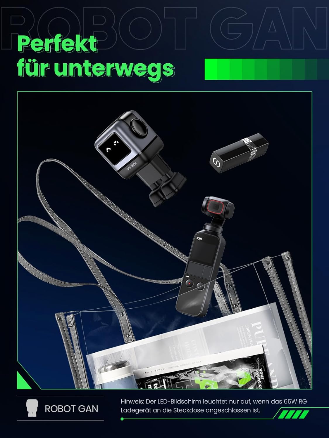 UGREEN Nexode RobotGaN 65W USB C Charger GaN Fast Wall Charger 3 Port 2x USB C 1x USB A iPhone 15 MacBook Galaxy (25685B) Ugreen