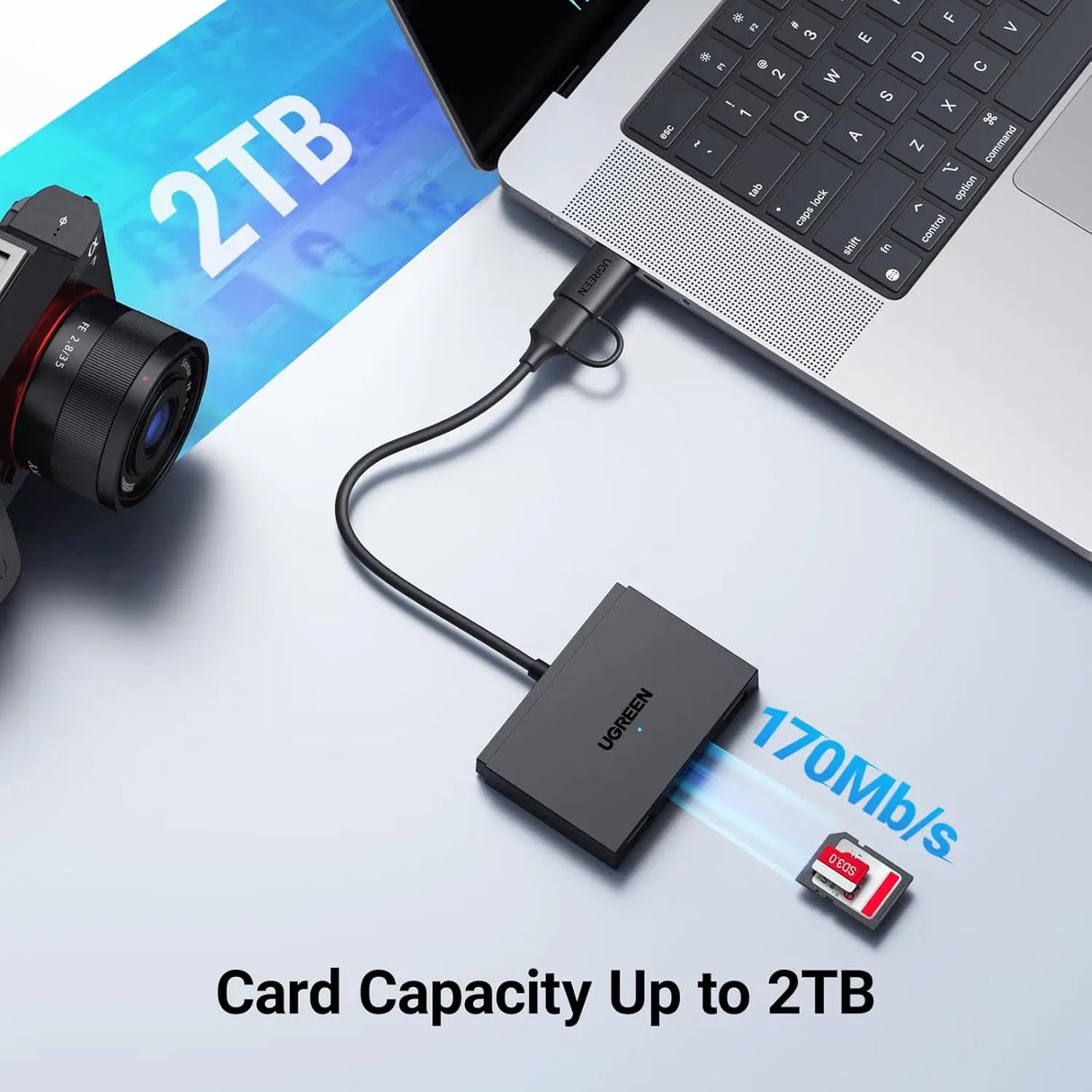 UGREEN 4-in-1 Memory Card Reader USB C USB 3.0 Dual Connector OTG Adapter 170MB/s SD Micro SD iPhone 16 MacBook iPad (45167) Ugreen