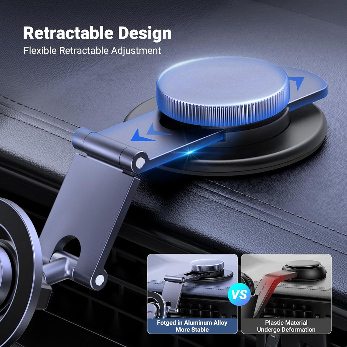 UGREEN for MagSafe Car Mount 360° Rotation, 2025 Upgraded Flexible Arm, Magnetic Phone Holder for Dashboard, Windscreen, Compatible with iPhone 16 Pro Max, and MagSafe Case(45577)
