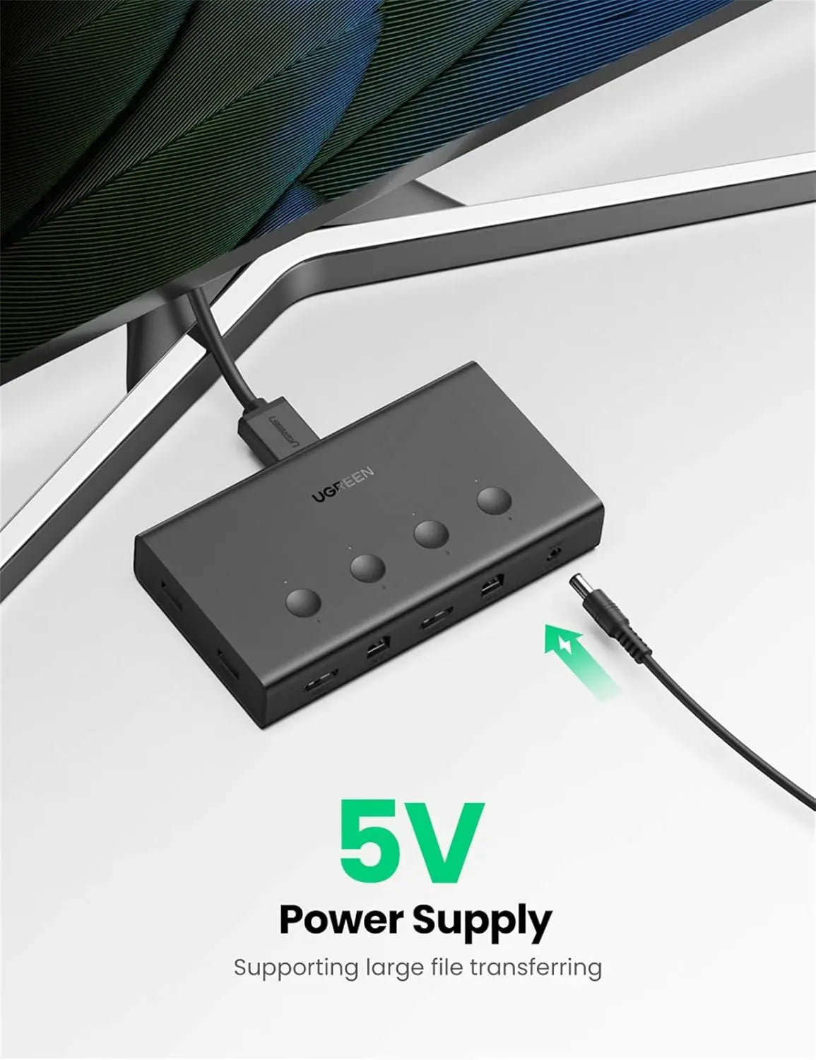 UGREEN 4x1 HDMI KVM Switch Box 4 In 1 Out HDMI 2.0 USB Keyboard Mouse Control 4K@60Hz UHD Full HD 1080P Computer Black 70439 Ugreen