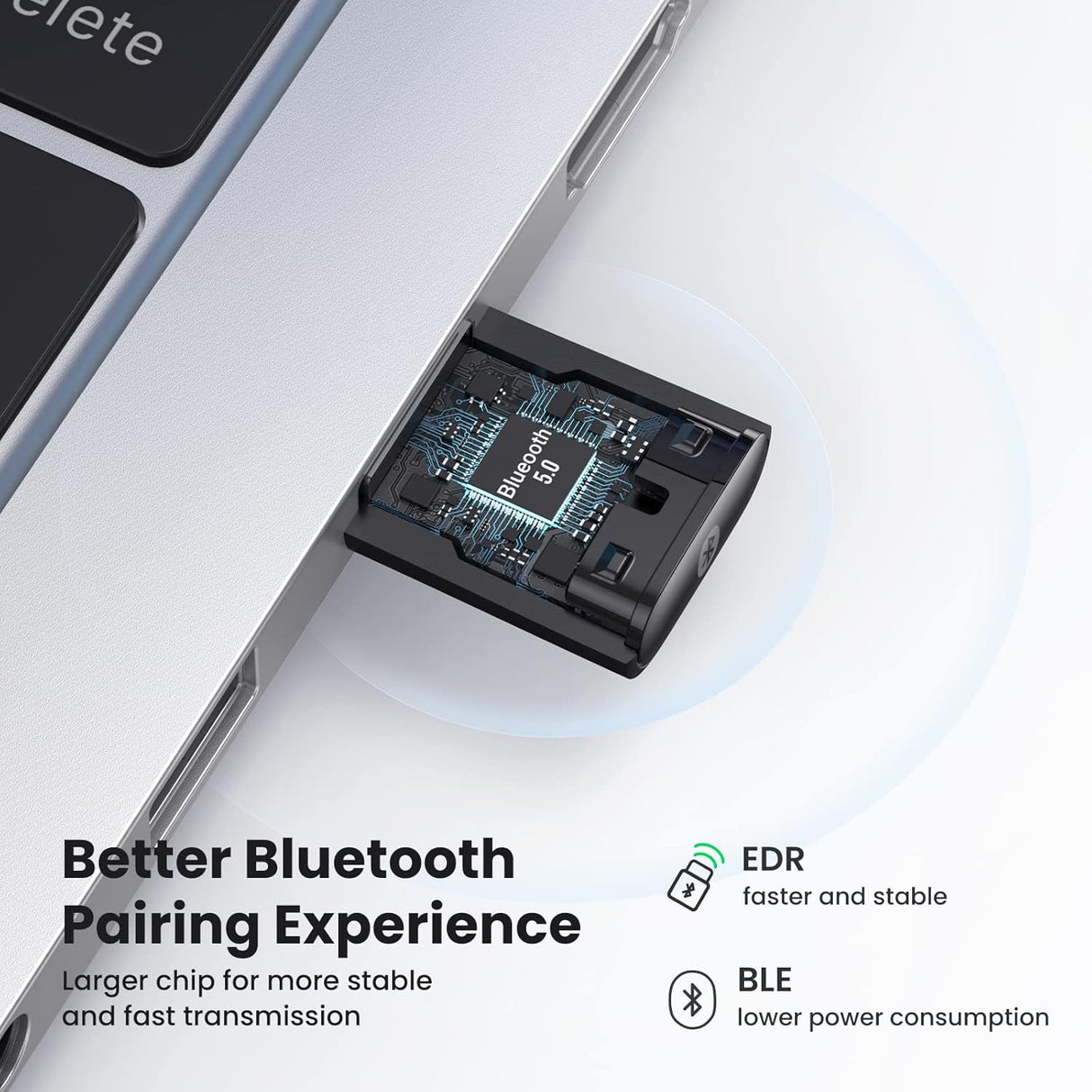 UGREEN USB Bluetooth Adapter for PC Bluetooth 5.0 Dongle USB2.0 EDR Receiver Mini Size Wireless Transfer Support Windows 10/8.1/8/7/XP Compatible with Desktop Laptop Mouse Keyboard Printer Speaker PS5 (80889)