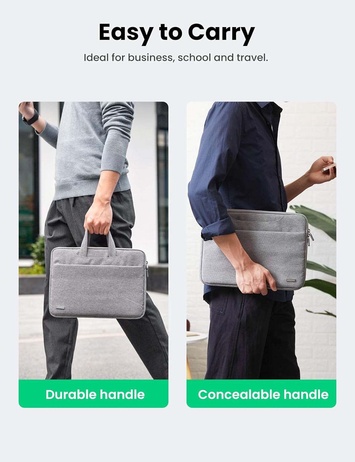 UGREEN 15.6 Inch Laptop and Tablet Case - Laptop Shoulder Bag Business Briefcase Laptop Bag - Compact Tablet Computer Carrying case with Accessory Storage Pockets Gray 30325