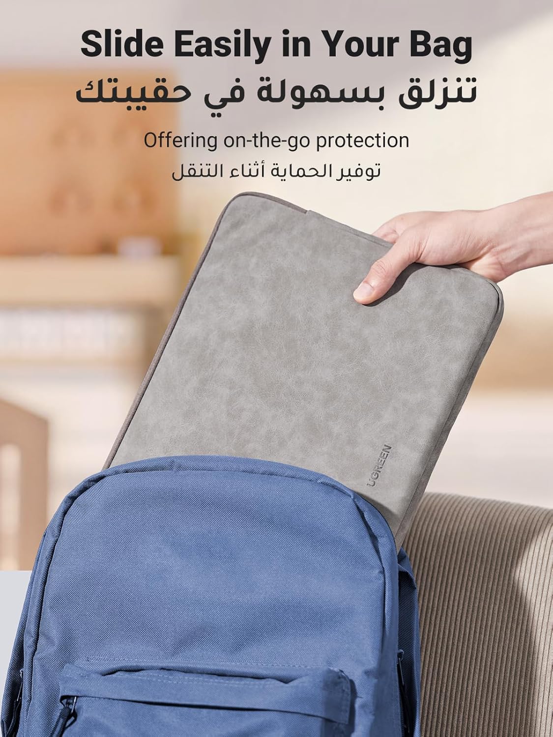 UGREEN Laptop Sleeve 13-13.9'' Shockproof and Waterproof Leather Laptop Case Portable Notebook Sleeve 13 Inch Notebook Protective Case Cover Fit for MacBook Pro Lenovo IdeaPad ThinkPad Dell Latitude