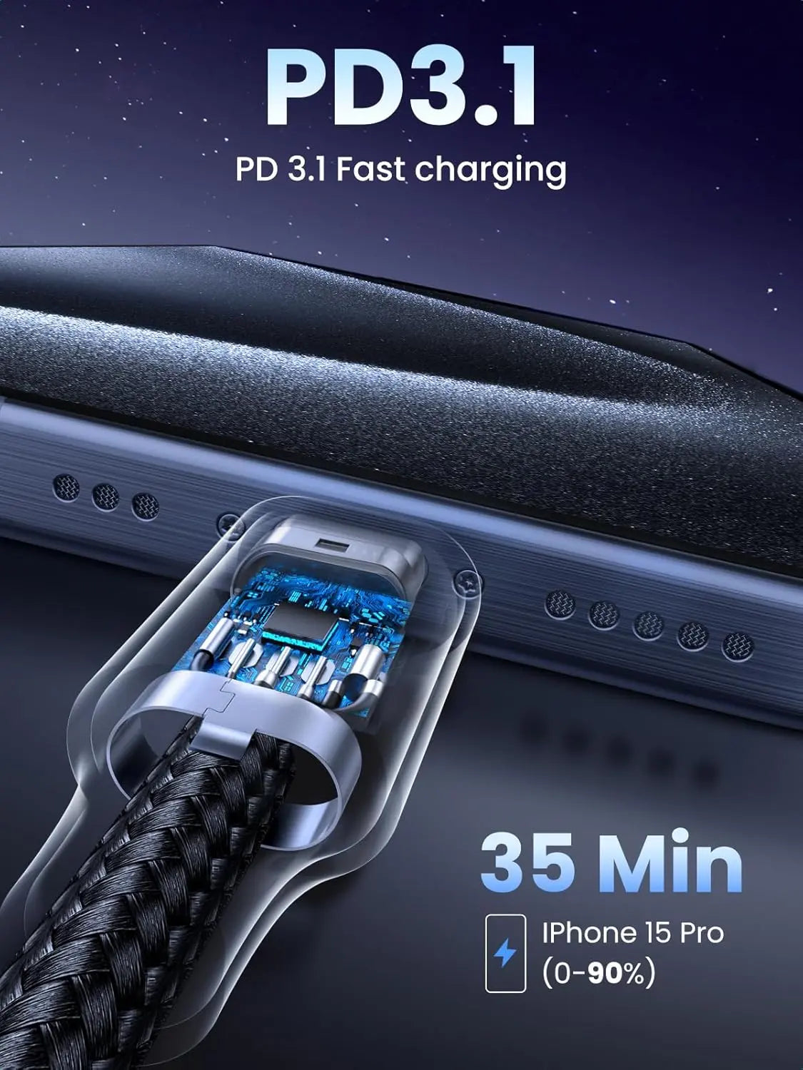 UGREEN USB C to USB C Cable 2M 240W PD 3.1 Fast Charging,480Mbps Data Transfer (90440) Ugreen