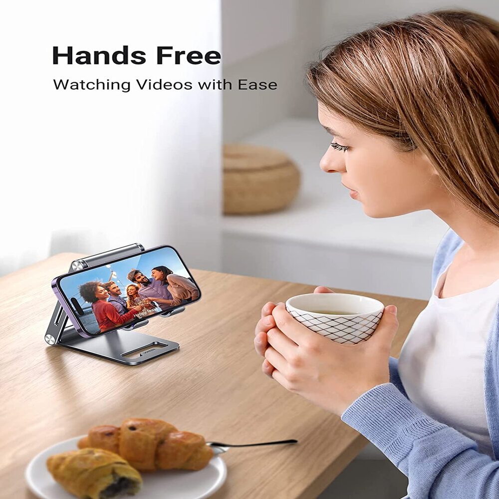 UGREEN Height Adjustable Tabletop Cell Phone Stand Holder Aluminum Case Desk Phone Mount Mobile Device Support (80708) Ugreen