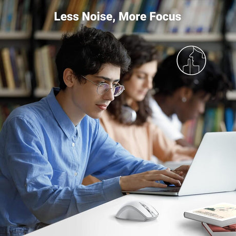 UGREEN Ergonomic 5 Button Silent 2.4G Wireless Bluetooth 5.0 Optical Mouse USB Receiver 4000 DPI MacBook PC White (15805) Ugreen