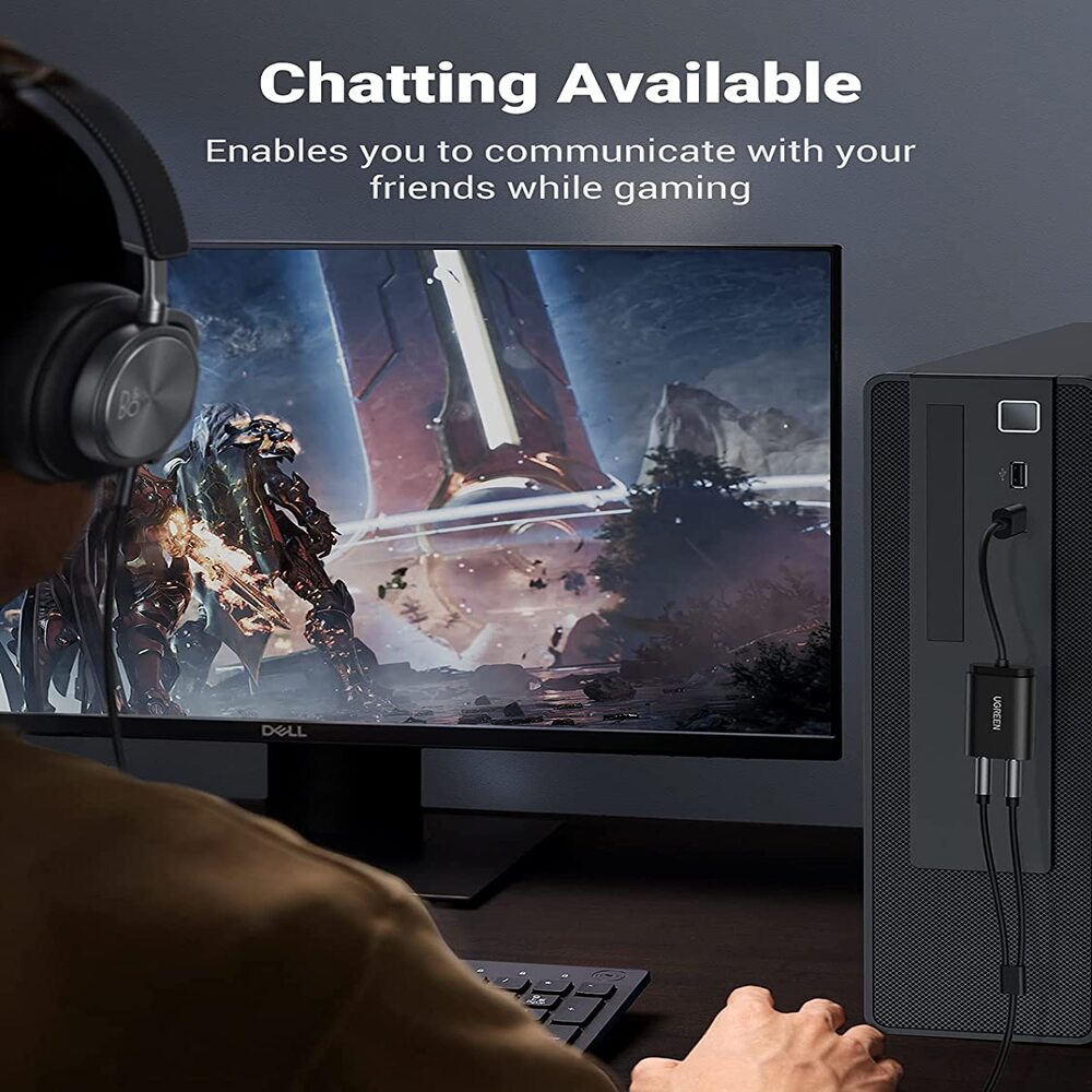 UGREEN USB 2.0 External Stereo Sound Card Adapter 3.5mm Headphone Microphone Jack Windows Mac Linux PC Laptop PS4 (30724) Ugreen