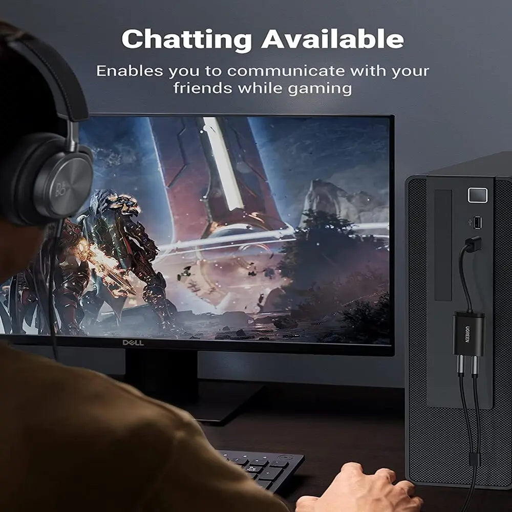 UGREEN USB 2.0 External Stereo Sound Card Adapter 3.5mm Headphone Microphone Jack Windows Mac Linux PC Laptop PS4 (30724) Ugreen