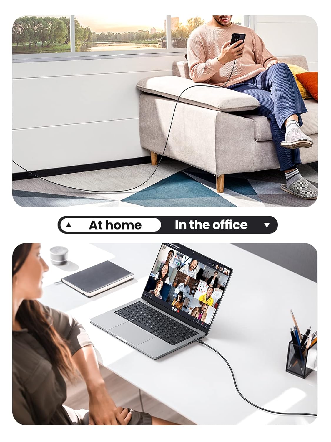 UGREEN USB C 2.0 Cable 2M 60W Male to Male Power Delivery 2.0 QC 2.0/3.0 Fast Charging Type-C Data Transfer Cable (10306) Ugreen