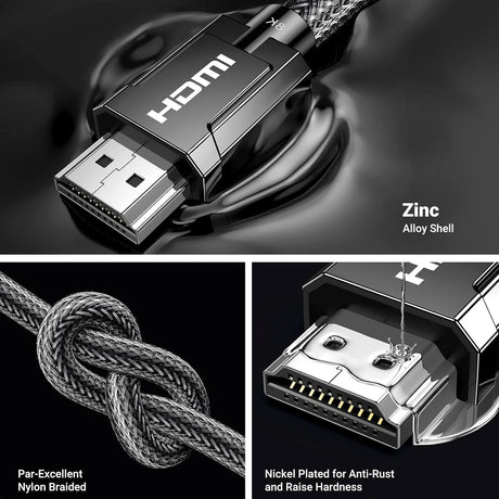 UGREEN HDMI 2.1 Cable 2M 8K@60Hz 4K@120Hz Ultra HD Braided Dynamic HDR eARC Dolby Vision PS5 Xbox Series X TV Monitor (70321) Ugreen