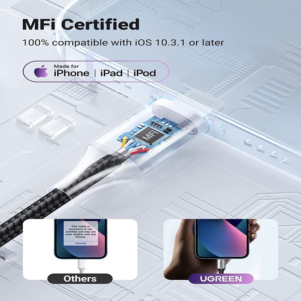 UGREEN Lightning to 3.5mm Headphone Adapter MFi Certified Aluminum Shell iPhone 11 Pro Max X XR XS 7 8 Plus 30756 Ugreen