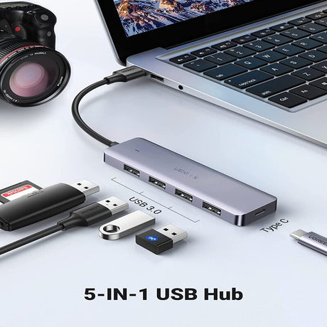 UGREEN 4-Port USB 3.0 Hub 5V Micro USB Power MacBook Mac Pro Mini iMac Surface XPS IdeaPad MateBook USB Flash Drive (50985) Ugreen