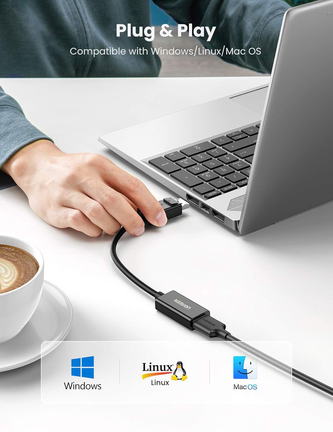 UGREEN 25cm DisplayPort to HDMI Converter Cable 4K 60Hz Video Adapter Computer Monitor Projector HDTV Display 70694 Ugreen